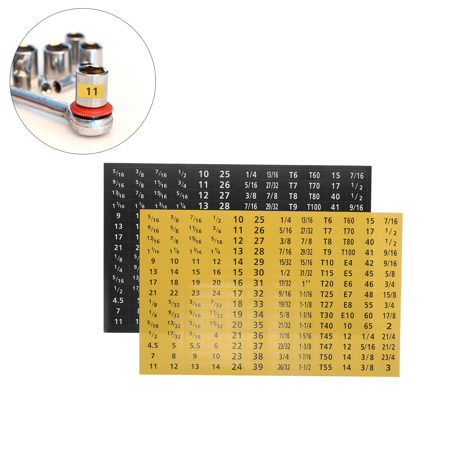 Tools Workshops - 20Sheets Socket Wrench Size Sticker Self